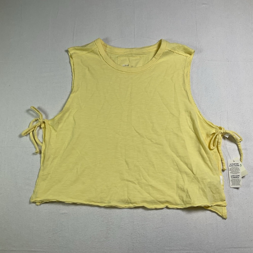 Aerie Women's Tank S Happiest Side Tie top tee shirt Citron lemon yellow 638